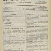 0897 - Page 885 - Sommaire / Chronique et nouvelles scientifiques. Hôpitaux de Paris / Maison départementale de Nanterre / Écoles de médecine / Association de la presse médicale française / Université d'Iéna / Statistique / Société pour la propagation de l'incinération