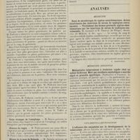 0941 - Page 929 - Sociétés savantes. Société de chirurgie. (Séance du 24 mai 1911). Traitement des plaies de poitrine. M. Potherat / Corps étranger de l'oesophage. M. Broca / Absence du vagin. M. Pozzi / Gliome de la zone de Rolando. M. Segond / Laparostat. M. Segond, imaginé par M. Dartigues / Résection du radius remplacé par une partie du péroné. M. Walther / Analyses. Médecine. Essai de sérothérapie du typhus exanthématique. Action bienfaisante des injections de sérum de typhiques convalescents. - Traitement des formes graves du typhus exanthématique par les injections de sérum de typhiques convalescents. (E. Legrain et R. Treille... Rundschau für Medizin...). [L. Babonneix] / Médecine infantile. Médiastinite tuberculeuse à évolution rapide chez un enfant de dix ans. Mort par accidents asystoliques à marche aiguë et granulie apyrétique. (Nobécourt et Paisseau. La pédiatrie pratique...). [L. Babonneix] / Oto-rhino-laryngologie. L'influence des amygdales sur le développement de la tuberculose. (Revist. barcelon. de enfermed. de oido...). [A. Gaullieur l'Hardy]