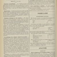 0988 - Page 976 - Sociétés savantes. Société de biologie. (Séance du 29 mai 1911). Le taux de la cholestérine dans le liquide céphalo-rachidien normal et pathologique. MM. A. Chauffard, Guy Laroche et A. Grigaut / Société de médecine de Paris. (Séance du 27 mai 1911). Injections d'arsénobenzol. M. Leredde / Sporotrichose. M. Bouvet / Paludisme chronique et cure alcaline. M. Vidal / La pathologie des aztèques d'après les ex-votos. M. Bérillon / Exostoses calcanéennes. M. Peraire / Le voyage d'études médicales. M. Carron de la Carrière / Sur le parasitime en général. M. Klotz / Formulaire. Hyperhydrose plantaire / Analyses. Médecine. Notes et réflexions sur la nosologie du Maroc. Herzen... Rund. f. Med. m...)