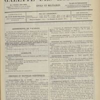 1009 - Page 997 - Sommaire / Chronique et nouvelles scientifiques. L'assainissement de la Corse / Hôpitaux de Paris / Concours de l'adjuvat / Ministère de l'intérieur / Distinctions honorifiques / Nécrologie / L'orchestre médical