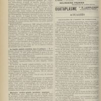 1022 - Page 1010 - Sociétés savantes. Société de biologie. (Séance du 3 juin 1911). Antagoniste de la sécrétine et de l'adrénaline. M. Gley / Hémoglobinurie expérimentale. MM. Achard et Feuillie / Le liquide céphalo-rachidien dans la pellagre. M. P. Boveri / Méningite cérébro-spinale purulente aseptique. M. Remlinger / Actualités. Inauguration de l'institut de puériculture
