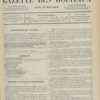 1041 - Page 1029 - Sommaire / Chronique et nouvelles scientifiques. Tentative d'assassinat sur M. Guinard / Hôpitaux de Paris / Hôpitaux de Province / Écoles de médecine / École du Val-de-Grâce / Renseignements