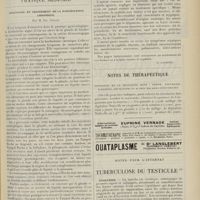 1053 - Page 1041 - Sociétés savantes. Société de médecine de Paris. (Séance du 9 juin 1911). Rut et pudeur. M. Klotz / Pratique médicale. Diagnostic et traitement de la bartholinite chronique ; par M. Em. Goutin / Livres nouveaux. La syphilis obscure, par J. Audrain... [P. Gastinel] / Notes de thérapeutique. Posologie de la digitaline dans : grippe, pneumonie, pleurésie, rhumatisme et autres maladies infectieuses / Notes pour l'internat. Tuberculose du testicule