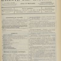 1069 - Page 1057 - Sommaire / Chronique et nouvelles scientifiques. Hôpitaux de Paris / Hôpitaux de Province / Hôpital civil d'Oran / Facultés de médecine / Faculté des sciences / Ministère de l'intérieur