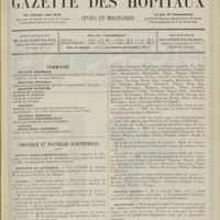 1181 - Page 1169 - Sommaire / Chronique et nouvelles scientifiques. Hôpital Saint-Joseph de Lyon / Ministère de l'intérieur / Guerre / Hôpital Necker / Nécrologie / Renseignements