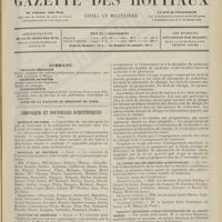 1205 - Page 1193 - Sommaire / Chronique et nouvelles scientifiques. Hôpitaux de Paris / Hôpitaux de Province / Facultés de médecine / Marine / Conseil supérieur de l'instruction publique / La caisse des recherches scientifiques / Institut municipal d'électrothérapie de la Salpêtrière / Renseignements