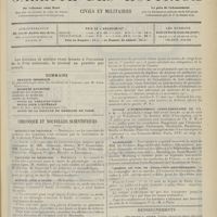 1217 - Page 1205 - Sommaire / Chronique et nouvelles scientifiques. Hôpitaux de Province / Facultés de médecine / Hôpital civil d'Alger / Service de santé militaire / Voyage d'enseignement complémentaire de l'A. P. M. / Nécrologie / Chemins de fer de Paris-Lyon-Méditerranée / Renseignements