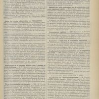 1225 - Page 1213 - Sociétés savantes. Société de biologie. (Séance du 8 juillet 1911). Toxicité cérébrale dans l'anaphylaxie. Action préservatrice de la lécithine. MM. Achard et Flandin / Action des rayons ultraviolets sur l'hémoglobine. MM. Achard et Feuillié / Anastomoses de la vésicule biliaire avec l'estomac et avec le duodénum. M. P. Mocquot / Un cas d'acromégalie avec autopsie. MM. H. Claude et A. Baudouin / La tuberculose, maladie nerveuse. M. P. Bonnier / Influence du poids moléculaire sur la toxicité des composés organiques azotés. M. Desgrez / L'intoxication oxalique. MM. Sarvonat et Roubier / Erysipèles à répétition et traitement thyroïdien. M. Léopold-Lévi / L'influence de la rachinovocaïnisation sur la composition des urines. MM. Riche et Chauvin... / Signification de l'électrocardiogramme. M. Vaquez / Notes de thérapeutique. Posologie de la digitaline dans le rétrécissement mitral