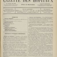 1277 - Page 1265 - Sommaire / Chronique et nouvelles scientifiques. Hôpitaux de Province / Guerre / La vaccination contre la fièvre typhoïde / Médaille des épidémies / Médailles de la mutualité / IIe Congrès français de stomatologie / Renseignements