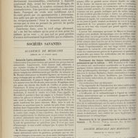 1282 - Page 1270 - La prédétermination du sexe ; par M. J. Laumonier / Sociétés savantes. Académie de médecine. (Séance du 25 juillet 1911). Suture de l'aorte abdominale. M. Routier / Traitement des vomissements graves de la grossesse par les injections sous-cutanées de sérum de femme enceinte normale. M. Le Lorier / Traitement des lésions tuberculeuses profondes extra-pulmonaires par le radium. MM. Dominici et H. Chéron / Découverte de la loi géométrique de la surface du corps humain. M. Roussy / Société médicale des hôpitaux. (Séance du 21 juillet 1911). Des crises épileptiformes et syncopales dans le pouls lent permanent par dissociation auriculo-ventriculaire complète. M. Josué