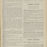 1319 - Page 1307 - Médecine pratique. La scopolamine en obstétrique. [M. Lance] / Sociétés savantes. Société de biologie. (Séance du 29 juillet 1911). Méningite à diplococcus crassus. M. P. Harvier / Sporotrichose lymphangitique et ostéoarticulaire guérie par la diiodotyrosine. MM. Jean Troisier et Albert Berthelot / Autolyse du foie de lapin soumis à l'intoxication diphtérique. M. Garnier / Livres nouveaux. Chirurgie des enfants, par les Docteurs Broca, Froelich, Mouchet, Guisez, Terrien. [L. Gayard]