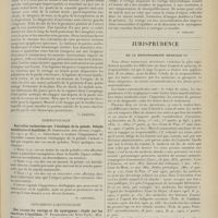 1379 - Page 1367 - Analyses. Chirurgie. Un cas d'anévrisme de la sous-clavière gauche traité par une nouvelle méthode de ligature. (J. G. Scherrill. South. med. Journ...). [F. Gardner] / Dermatologie. Nouvelles recherches sur l'étiologie de la pelade. Pelade héréditaire et familiale. (R. Sabouraud. Ann. dermat. et syph...). [P. Gastinel] / Oto-rhino-laryngologie. Des causes du vertige et du nystagmus ; étude sur les réactions d'équilibre. [P. Fridenberg... Med. Record... C. r. Revue hebdom. d'oto-rhino-laryngologie...). [P. Viollet] / Jurisprudence. De la responsabilité médicale. [R.-Marcel Petit]