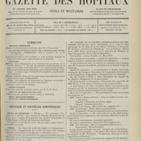 1469 - Page 1457 - Sommaire / Chronique et nouvelles scientifiques. Écoles de médecine / Guerre / IIIe Congrès de la société internationale de chirurgie / La maison du médecin