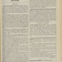 1561 - Page 1549 - Médecine pratique. Le traitement de l'ectopie testiculaire. [M. Lance] / Analyses. Médecine. Les pancréatites dans les affections du foie. (Chabrol. Th. Paris... Steinheil, édit.) / La surdigestion chez les constipés. (R. Goiffon. Arch. des maladies de la nutrition...) / Douleurs gastriques tardives hivernales par spasme pylorique (observées dans certaines formes d'ulcère chronique de l'estomac). (H. Boschi. Arch. des maladies de la nutrition...) / Médecine infantile. Ectasie aortique chez un enfant. (Hallé et Schreiber. Soc. de pédiatrie...) / De la valeur des injections préventives du sérum anti-diphtérique. (Markuson et Agopoff... Arch. de Méd. des enfants...). [L. Babonneix]
