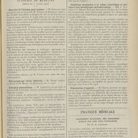 1715 - Page 1703 - Sociétés savantes. Académie des sciences. (Séance du 9 octobre 1911). Identification par les rayons X de cadavres carbonisés. M. Foveau de Courmelles, une note présentée par M. Branly / Académie de médecine. (Séance du 17 octobre 1911). Résection de l'estomac pour cancers. M. Schwartz, sur un travail de M. Témoin... / L'hérédité tuberculeuse. M. Landouzy, en son nom et au nom de M. Laederich / Conditions nécessaires à la valeur scientifique et pratique d'une sérothérapie antituberculeuse. MM. L. Guinard et L. Rénon / Présentation d'appareil. M. Gariel, un appareil du Docteur Raoult-Deslongchamps / Pratique médicale. Traitement rationnel des diarrhées quelle que soit leur pathogénie ; par M. M. Lardières