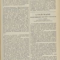 1777 - Page 1765 - La pleurite sèche précordiale ; par Ch. Mantoux... / L'olécrane possède normalement deux points d'ossification ; par M. J. Andrieu...