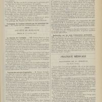 1801 - Page 1789 - Sociétés savantes. Académie de médecine. (Séance du 31 octobre 1911). Le 606. M. Gaucher / Société de biologie. (Séance du 28 octobre 1911). La réaction de l'antigène. MM. Robert Debré et Jean Paraf / Toxicité des extraits d'appendice. M. Roger / Action caséifiante de certains lipoïdes. MM. Gaehlinger et Tilmant... / Recherches sur les voies d'absorption péritonéale. MM. A. Le Play et S.-E. May / Pratique médicale. Traitement de la scrofule. Par M. E. Viadel