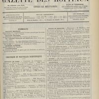 1805 - Page 1793 - Sommaire / Chronique et nouvelles scientifiques. Hôpitaux de Paris / Hôpitaux de Province / Écoles de médecine / Faculté libre de Lille / Marine / Statistique / Nécrologie. (Voir la suite des Nouvelles, p. 1806)