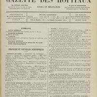 1837 - Page 1825 - Sommaire / Chronique et nouvelles scientifiques. Hôpitaux de Paris / Faculté de médecine de Paris / Marine / Asile de Ville-Evrard / La responsabilité de l'assistance publique / La commission consultative d'hygiène scolaire / Renseignements