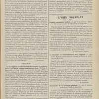 1919 - Page 1907 - Analyses. Médecine infantile. Le gros ventre flasque des nourrissons. (Marfan. Arch. de méd. des enfants...). [L. Babonneix] / Chirurgie. Le chlorhydrate double d'urée et de quinine ; sa préparation et son emploi comme anesthésique local. (William A. Boyd. Med. rec...). [F. Gardner] / Livres nouveaux. Syphilis secondaire tardive, par le Professeur Alfred Fournier... [A. Gaullieur l'Hardy] / La grossesse et l'accouchement hors l'Hôpital, par Louis Billon... [M. Delestre] / Traitement de la paralysie générale, par E. Gelma... [Pr. Merklen]