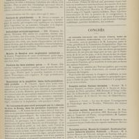 2055 - Page 2043 - Sociétés savantes. Société de neurologie. (Séance du 7 décembre 1911). Inversion du réflexe patellaire dans le tabes. MM. Déjerine et Jumentié / Tabes et hémiplégie. M. Boveri / Paralysie du grand dentelé. M. Duval / Radiculalgie cervicale supérieure. MM. Déjerine, Jumentié, Regnard / Maladie de Basedow avec exophtalmie unilatérale. M. Koenig / Paralysie des deux sixièmes paires. M. Koenig / Dissociation de la sensibilité, lésion bulbo-protubérantielle probable. M. Vincent / De l'extension du gros orteil provoquée par la recherche du signe de Kernig, dans les paralysies organiques avec contracture. M. Logre / Tumeur de l'hypophyse et infantilisme. MM. Souques et Chauvet / Hémichorée organique améliorée par le 606. MM. Dufour et Loir / Congrès. Le Congrès français des villes d'eaux, bains de mer, et stations climatiques / Première section. Stations thermales / Deuxième section. Bains de mer / Troisième section. Moyens de transport. Syndicats d'initiative. Industrie hôtelière. Publicité