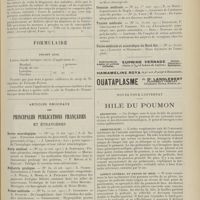 2057 - Page 2045 - Variétés. Les accidents du travail dans l'armée / Les cahiers de visite des médecins militaires et le secret médical / Formulaire. Prurit anal / Articles originaux des principales publications françaises et étrangères. Revue neurologique / Paris médical / Pédiatrie pratique / Presse médicale / Progrès médical / Semaine gynécologique / Semaine médicale / Tunisie médicale / Union médicale et scientifique du Nord-Est / Notes pour l'internat. Hile du poumon