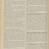 2118 - Page 2106 - Sociétés savantes. Société médicale des hôpitaux. (Séance du 22 décembre 1911). La réactivation biologique de la réaction de Wassermann. MM. Milian et Girauld / Arthrite tuberculeuse ou rhumatisme tuberculeux. MM. Henri Dufour et Ecalle / Des résultatséloignés obtenus dans la tuberculose par l'action thérapeutique des lipoïdes biliaires. M. G. Lemoine... / Méningite cérébro-spinale suraiguë à méningocoques sans détermination pulmonaire et à point de départ interne. MM. Caussade et Logre / Etat méningé avec polynucléose céphalo-rachidienne suivi d'hémianopsie durable. MM. Souques et Bollack