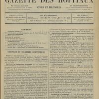 0009 - Page 1 - Sommaire / Chronique et nouvelles scientifiques. Hôpitaux de Province / Faculté de médecine de Paris / Facultés de médecine / Conseil de l'Université / Distinctions honorifiques / Pour les études classiques / Société de l’internat / Clinique médicale de Saint-Antoine / Nécrologie