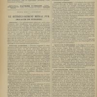 0018 - Page 10 - Actes de la Faculté de médecine de Paris du 8 au 13 janvier 1912. Thèses / Notes pour l’internat. Le rétrécissement mitral pur. (Maladie de Duroziez). (A suivre)