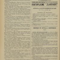 0030 - Page 22 - Congrès. Le XXIIe Congrès des médecins aliénistes et neurologistes de France et des pays de langue française / Actes de la Faculté de médecine de Paris du 15 au 20 janvier 1912. Examens de doctorat / Chronique et nouvelles scientifiques (suite). Hôpital des Enfants-Malades / Exercices pratiques de psychiatrie élémentaire