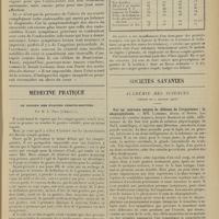 0053 - Page 45 - Endocardite végétante de l’orifice aortique avec abcès du myocarde, simulant un abcès du foie ; par MM. L. Babonneix et Baron / Médecine pratique. Le danger des flacons compte-gouttes ; par M. L. Pron... / Sociétés savantes. Académie des science. (Séance du 2 janvier 1912). Sur un nouveau moyen de défense de l’organisme : la skeptophylaxie. MM. Lambert, Ancel et Bouin