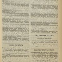 0097 - Page 89 - Pratique médicale. Quelques complications nerveuses de la tuberculose ; par M. le Docteur J. Meillant / Livres nouveaux. Maladies des os, par Marfan... Apert, Aviragnet, Léon Bernard, M. Garnier, J. Hallé, Milian... [M. Lance] / Thérapeutique pratique. Dispepsie par fermentation / Bulletin bibliographique