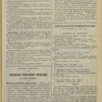0279 - Page 271 - Chronique et nouvelles scientifiques. Syndicat des médecins de la Seine / Statistique / Hôpital Necker / Hôpital Cochin / Articles originaux des principales publications françaises et étrangères. Münchener medizinische Wochenschrift / Wiener klinische Wochenschrift / Actes de la Faculté de médecine de Paris du 26 février au 2 mars 1912. Examens de doctorat / Thèses