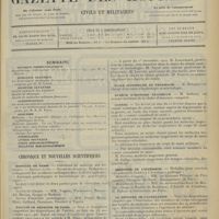 0337 - Page 329 - Sommaire / Chronique et nouvelles scientifiques. Hôpitaux de Paris / Faculté de médecine de Paris / Écoles de médecine / École supérieure de pharmacie / Muséum d’histoire naturelle / Guerre / Ministère de l’intérieur / La réforme de l’agrégation