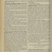 0400 - Page 392 - Sociétés savantes. Académie des sciences. (Séance du 26 février 1912). Immunisation antityphique de l'homme par voie intestinale. Modifications spécifiques du sérum. MM. J. Courmont et A. Rochaix / Etude sur les causes du caillage du lait observé pendant les périodes orageuses. M. Trillat / Sur un nématode des tissus fibreux chez le boeuf. M. Maurice Piettre / Académie de médecine. (Séance du 5 mars 1912). Les eaux minérales et les stations climatiques. M. Pouchet / Inondation péritonéale déterminée par la rupture d'un follicule de de Graaf. M. Cranwel... / Chloroformisation et capsules surrénales. M. Pierre Delbet / Société d'études scientifiques sur la tuberculose. (Séance du 8 février 1912). Episodes méningés curables tuberculeux. M. Barbier