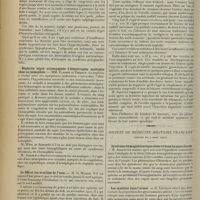 0484 - Page 476 - Sociétés savantes. Société médicale des hôpitaux. (Séance du 15 mars 1912). Aménorrhée récente. Masculisme régressif. M. P. Dalché / Néphrite aiguë accompagnée d'hémorragies multiples chez un hémophile. MM. Claisse et Thibaut / Le 606 et les troubles de l'ouïe. M. G. Milian / Société de médecine militaire française. (Séance du 7 mars 1912). Syndrome hémoglobinurique observé dans les pays chauds. M. Abbatucci / Les mastites dans l'armée. M. Levêque