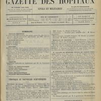 0489 - Page 481 - Sommaire / Chronique et nouvelles scientifiques. Hôpitaux de Paris / Hôpitaux de Province / IIe Congrès de médecine légale de langue française / IIe Congrès de l'internat français / Renseignements