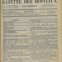 0565 - Page 557 - Sommaire / Chronique et nouvelles scientifiques. Faculté de médecine de Paris / Facultés de médecine / Écoles de médecine / Renseignements