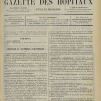 0597 - Page 589 - Sommaire / Chronique et nouvelles scientifiques. Administration générale de l'Assistance publique à Paris / Écoles de médecine / Guerre / Distinctions honorifiques / Nécrologie / Renseignements