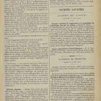 0623 - Page 615 - Pathogénie de la consolidation vicieuse dans les fractures des deux malléoles ; par M. Froget... / Sociétés savantes. Académie des sciences. (Séance du 1er avril 1912). Premiers résultats de l'application à la gynécologie de l'électrolyse des sels de radium (méthode de Haret). M. Laquerrière / Ostéite tuberculeuse et haute fréquence. M. E. Doumer / Académie de médecine. (Séance du 9 avril 1912). M. Jalaguier : Traitement de la syndactylie congénitale par la combinaison du procédé de Didot et de la méthode italienne / Réduction des luxations antérieures de l'épaule par un procédé d'extrême douceur. M. Paul Gallois