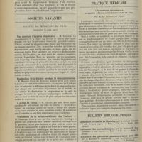 0690 - Page 682 - Revue générale. Les urémies et leur traitement ; par J. Vires... VIII. Indications tirées des éléments étiologiques / Sociétés savantes. Sociétés de médecine de Paris. (Séance du 12 avril 1912). Une question d'hygiène alimentaire. M. Smester / Diminution de la douleur pendant la démorphinisation. M. Maurice Page... / A propos du vaccin. M. Gillet / Traitement de la hernie ombilicale chez l'enfant. M. Smester / Quelques remarques sur la bactériothérapie lactique. M. L. Bignon... / Pratique médicale. L'antisepsie intestinale réalisée physiologiquement par le foie ; par M. Le Tanneur... / Bulletin bibliographique