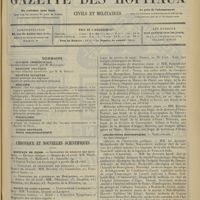 0741 - Page 733 - Sommaire / Chronique et nouvelles scientifiques. Hôpitaux de Paris / Maison de Saint-Lazare / Guerre / Distinctions honorifiques / Les médecins et la déclaration des maladies épidémiques