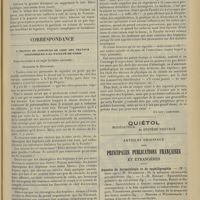 0753 - Page 745 - Formulaire. Gastro-entérités des nourrissons (Diarrhée verte. Choléra infantile) / Correspondance. A propos du Concours de chef des travaux anatomiques à la Faculté de Paris. [Un taré : Chevrier] / Articles originaux des principales publications françaises et étrangères. Annales de dermatologie et de syphiligraphie / Annales d'hygiène publique et de médecine légale / Archives d'électricité médicale expérimentales et cliniques