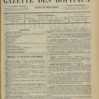 0757 - Page 749 - Sommaire / Chronique et nouvelles scientifiques. Hôpitaux de Paris / Concours de médecin de l'Assistance médicale à domicile / Hôpitaux de Province / Facultés de médecine / Guerre / Distinctions honorifiques / Cours et exercices pratiques d'oto-rhino-laryngologie