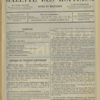 0789 - Page 781 - Sommaire / Chronique et nouvelles scientifiques. Hôpitaux de Paris / Concours de médecin de l'Assistance médicale à domicile / Hommage à M. Just Lucas-Championnière / Le legs Loutreuil / La délivrance de la médaille de 1870-1871 / Association générale / Syndicat médical de Paris / Le XIIe voyage d'études médicales aux stations hydrominérales et climatiques de France / Renseignements