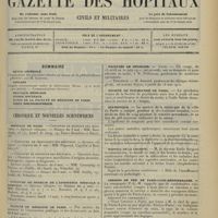 0821 - Page 813 - Sommaire / Chronique et nouvelles scientifiques. Hôpitaux de Paris / Concours de médecin de l'Assistance médicale à domicile / Faculté de médecine de Paris / Facultés de médecine / Société de psychiatrie de Paris / Statistique / Hôpital de la Charité / Chemins de fer de Paris-Lyon-Méditerranée