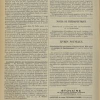 0850 - Page 842 - Sociétés savantes. Société de chirurgie. (Séance du 8 mai 1912). De la transfusion directe du sang. M. Tuffier, rapport de M. Delbet / Anesthésie générale par les injections intramusculaires d'éther. M. Peugniez... / Exophtalmos pulsatile. M. Savariaud / Fracture du pubis. M. Savariaud / Bec-de-lièvre / Kyste dermoïde développé dans la capsule du corps thyroïde. M. Potherat / Notes de thérapeutique. Posologie de la digitaline dans les palpitations et la tachycardie / Livres nouveaux. Consultations de nourrissons et gouttes de lait. Rôle social et pratique du fonctionnement, par le Docteur Jarricot. [M. Delestre]