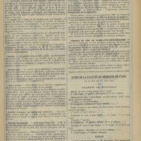 0855 - Page 847 - Chronique et nouvelles scientifiques. Société de médecine de Paris / Marine / Statistique / L'eau à Paris / Société clinique de médecine mentale / Hôpital Trousseau / Hôpital des Enfants-Malades / Chemins de fer de Paris-Lyon-Méditerranée / Actes de la Faculté de médecine de Paris du 27 mai au 1er juin 1912. Examens de doctorat / Thèses