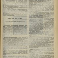 0997 - Page 989 - Le néosalvarsan ; par MM. le Dr A. Lévy-Bing... et L. Duroeux... / Sociétés savantes. Société médicale des hôpitaux. (Séance du 7 juin 1912). Ostéopériostites posttyphoïdiques suppurées et plastiques. M. Laignel-Lavastine / Méningite à paraméningocoques. MM. Ménétrier et Brodin / Sarcome du centre ovale droit avec signe de Kernig. MM. Laignel-Lavastine et Boudon / Circulation veineuse complémentaire occupant la face antérieure du tronc par compression de l'azygos au cours d'une mediastinite chronique syphilitique. MM. P. Oulmont et M. Delort / Recherches sur le processus de vacuolisation des fibres musculaires du coeur dans le cours de l'atrophie et de l'hypotrophie infantiles. MM. G. Variot et F. Cailliau / Du pouls lent permanent congénital. M. Camille Lian