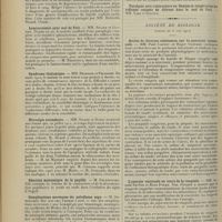 1012 - Page 1004 - Sociétés savantes. Société de neurologie. (Séance du 6 juin 1912). Syringomyélie ou sclérose latérale amyotrophique. MM. Marie et Chatelain / Laminectomie pour mal de Pott. MM. Sicard et Cutman / Syndrome thalamique. MM. Déjerine et Pélissier / Névralgie ascendante. MM. Sicard et Blanc / Réaction myotonique de la pupille. M. Galezowski / Complications nerveuses du paludisme aigu. M. Dumollard / Lésion du nerf médian. MM. Enriquez et Gutman / Ostéo-arthropathie sans signes de tabes. M. Lian / Société de biologie. (Séance du 8 juin 1912). Action de diverses substances sur la motricité intestinale. MM. Paul Carnot et Roger Glénard / L'anergie vaccinale au cours de la rougeole. MM. Arnold Netter et René Porak